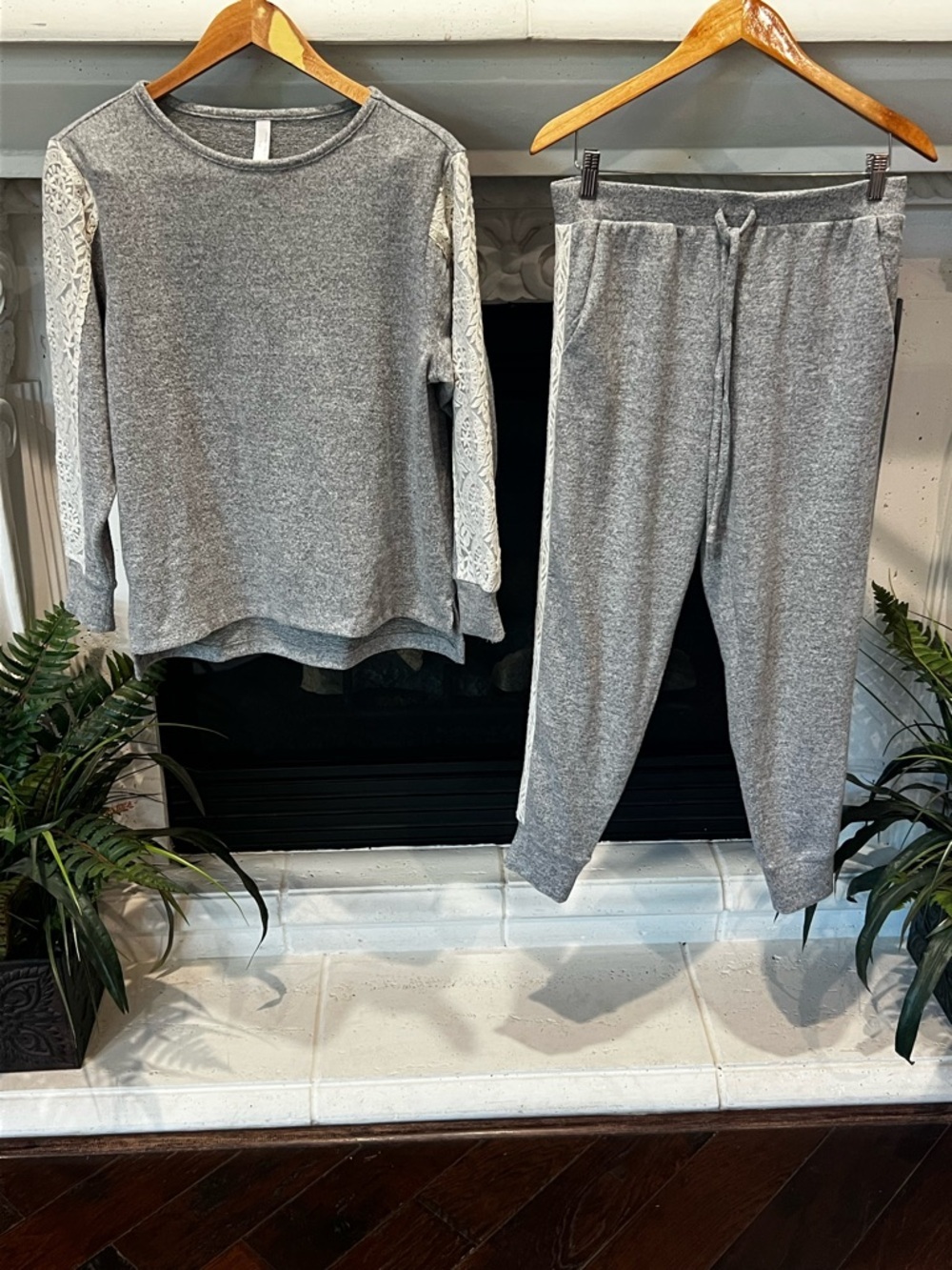 Flora Nikrooz Gray Lace Detail Pajama Set